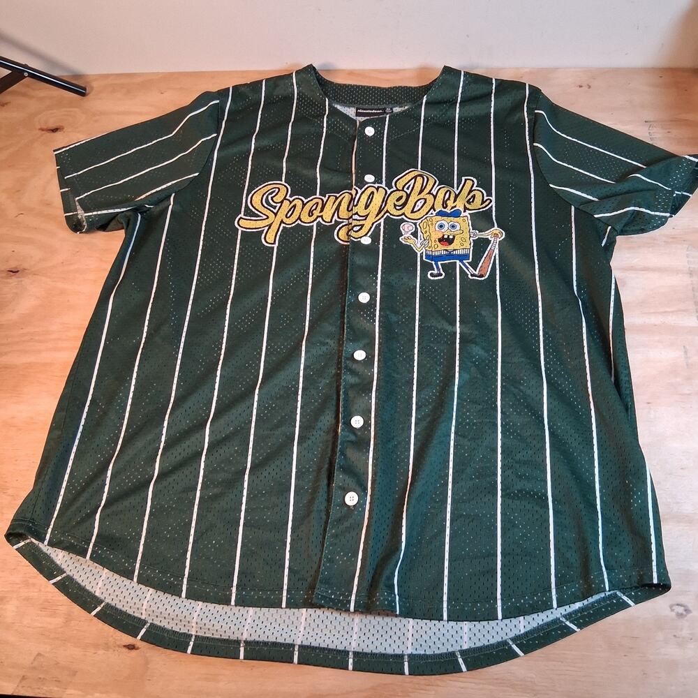 Nickelodeon Spongebob Squarepants Baseball Jersey Men's Size 4XL Green Button Up